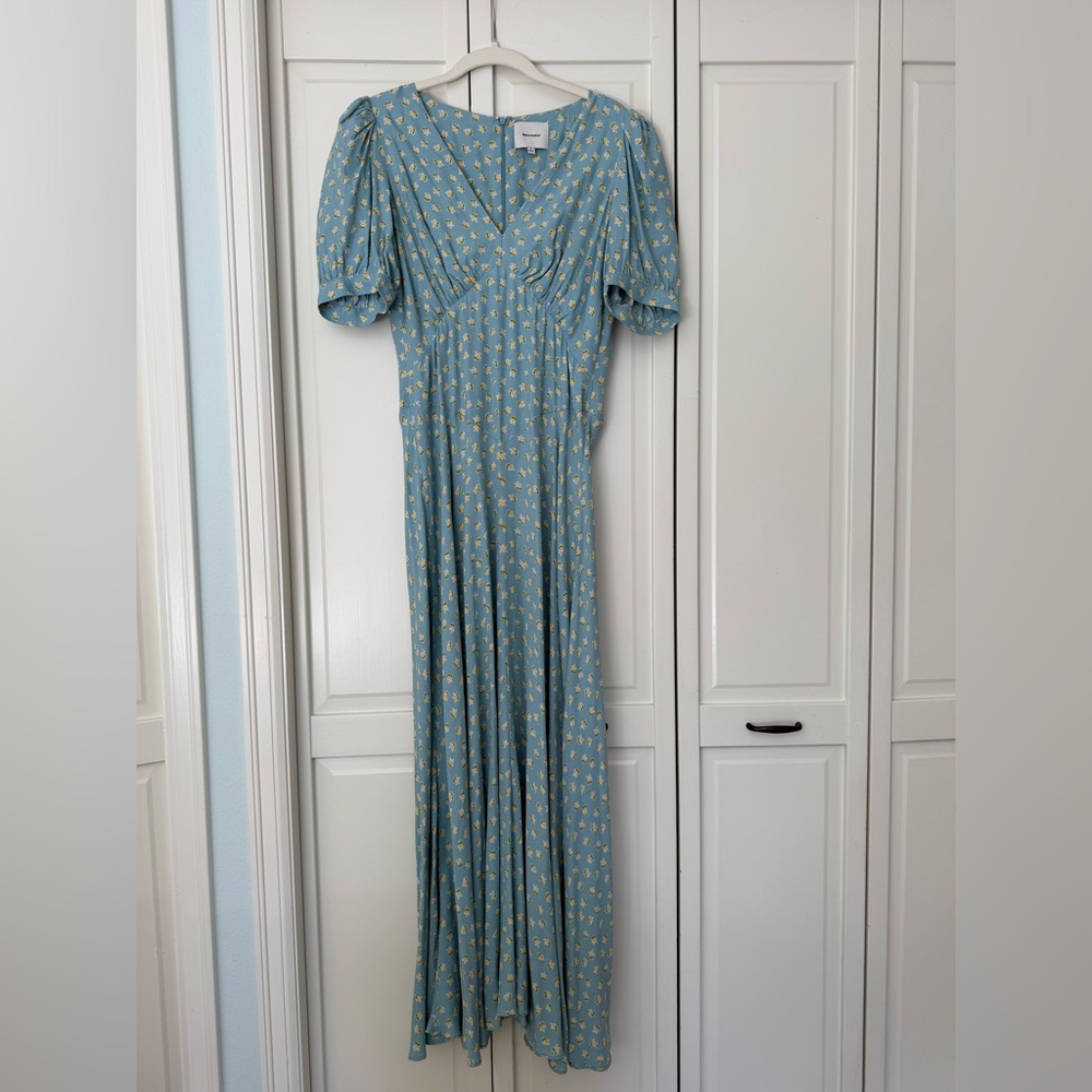 Reformation Light Blue Floral Maxi Dress